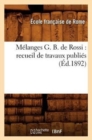 Melanges G. B. de Rossi: Recueil de Travaux Publies (Ed.1892) - Book