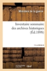 Inventaire Sommaire Des Archives Historiques - Book