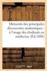 Memento Des Principales Decouvertes Anatomiques: A l'Usage Des Etudiants En Medecine - Book