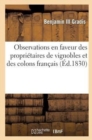 Observations En Faveur Des Propri?taires de Vignobles Et Des Colons Fran?ais - Book