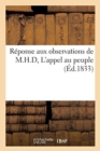Reponse Aux Observations de M.H.D, l'Appel Au Peuple - Book