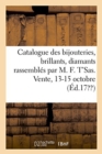Catalogue Des Bijouteries, Des Brillants, Diamants Rassembles Par MR M. F. t'Sas, Joaillier : Vente, 13-15 Octobre - Book