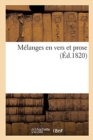 M?langes En Vers Et Prose - Book