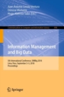 Information Management and Big Data : 5th International Conference, SIMBig 2018, Lima, Peru, September 3-5, 2018, Proceedings - Book