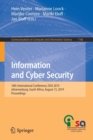 Information and Cyber Security : 18th International Conference, ISSA 2019, Johannesburg, South Africa, August 15, 2019, Proceedings - Book