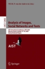 Analysis of Images, Social Networks and Texts : 9th International Conference, AIST 2020, Skolkovo, Moscow, Russia, October 15–16, 2020, Revised Selected Papers - Book