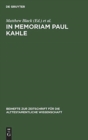 In Memoriam Paul Kahle - Book