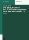 Die Berufshaftpflichtversicherung der Rechtsanwalte - Book