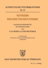 Notkers Des Deutschen Werke - Book
