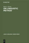 On Linguistic Method - eBook