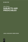 Subjects and Predicables : A Study in Subject-Predicate Asymmetry - eBook