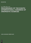 Proceedings of the Eighth International Congress of Onomastic Sciences - Book