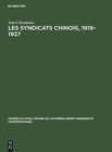 Les Syndicats Chinois, 1919-1927 - Book