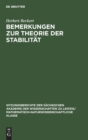 Bemerkungen Zur Theorie Der Stabilit?t - Book