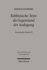 Rabbinische Texte als Gegenstand der Auslegung : Gesammelte Studien II - Book