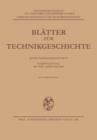 Blatter Fur Technikgeschichte - Book