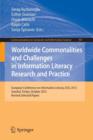 Worldwide Commonalities and Challenges in Information Literacy Research and Practice : European Conference, ECIL 2013, Istanbul, Turkey, October 22-25, 2013. Revised Selected Papers - Book