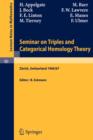 Seminar on Triples and Categorical Homology Theory : ETH 1966/67 - Book