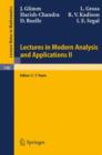 Lectures in Modern Analysis and Applications II - Book