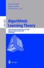Algorithmic Learning Theory : 14th International Conference, ALT 2003, Sapporo, Japan, October 17-19, 2003, Proceedings - Book