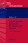 Explicit Stability Conditions for Continuous Systems : A Functional Analytic Approach - Book