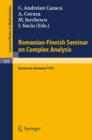 Romanian-Finnish Seminar on Complex Analysis : Proceedings, Bucharest, Romania, June 27 - July 2, 1976 - eBook