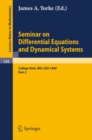 Seminar on Differential Equations and Dynamical Systems : Part 2: Seminar Lectures at the University of Maryland 1969 - eBook