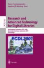 Research and Advanced Technology for Digital Libraries : 5th European Conference, ECDL 2001, Darmstadt, Germany, September 4-9, 2001. Proceedings - Book
