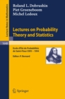 Lectures on Probability Theory and Statistics : Ecole d' Ete de Probabilites de St. Flour XXIV - 1994 - eBook