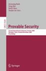 Provable Security : Second International Conference, ProvSec 2008, Shanghai, China, October 30 - November 1, 2008. Proceedings - Book