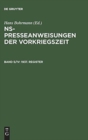 NS-Presseanweisungen der Vorkriegszeit, Band 5/IV, 1937. Register - Book