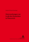 Untersuchungen zur Lexik des Deutschen in Oesterreich - Book
