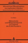 Melancholie und Melancholiekritik im England des 18. Jahrhunderts - Book