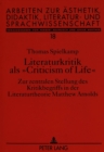 Literaturkritik als «Criticism of Life» : Zur zentralen Stellung des Kritikbegriffs in der Literaturtheorie Matthew Arnolds - Book