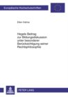 Hegels Beitrag Zur Bildungsdiskussion Unter Besonderer Beruecksichtigung Seiner Rechtsphilosophie - Book