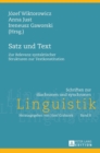 Satz und Text : Zur Relevanz syntaktischer Strukturen zur Textkonstitution - Book