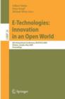 E-Technologies: Innovation in an Open World : 4th International Conference, MCETECH 2009, Ottawa, Canada, May 4-6, 2009, Proceedings - Book