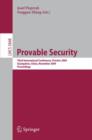 Provable Security : Third International Conference, ProvSec 2009, Guangzhou, China, November 11-13, 2009. Proceedings - Book