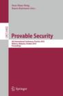 Provable Security : 4th International Conference, ProvSec 2010, Malacca, Malaysia, October 13-15, 2010, Proceedings - Book