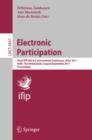 Electronic Participation : Third IFIP WG 8.5 International Conference, ePart 2011, Delft, The Netherlands, August 29 - September 1, 2011. Proceedings - eBook