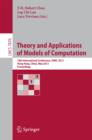 Theory and Applications of Models of Computation : 10th International Conference, TAMC 2013, Hong Kong, China, May 20-22, 2013. Proceedings - eBook