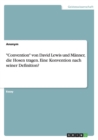 Convention von David Lewis und Manner, die Hosen tragen. Eine Konvention nach seiner Definition? - Book