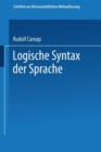 Logische Syntax Der Sprache - Book