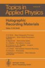 Holographic Recording Materials - Book