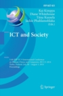 ICT and Society : 11th IFIP TC 9 International Conference on Human Choice and Computers, HCC11 2014, Turku, Finland, July 30 - August 1, 2014, Proceedings - Book