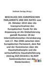 BESCHLUSS vom 20. Oktober 2010 uber die Inanspruchnahme des Europaischen Fonds fur die Anpassung an die Globalisierung gemass Nummer 28 der Interinstitutionellen Vereinbarung vom 17. Mai 2006 uber die - Book