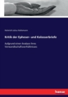 Kritik der Epheser- und Kolosserbriefe : Aufgrund einer Analyse ihres Verwandtschaftsverhaltnisses - Book