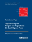 Grundlagen der Digitalisierung von Mergers und Acquisitions : Die Due-Diligence-Phase: Aufgaben und Automatisierbarkeit - Book