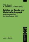 Beitr ge Zur Berufs- Und Wirtschaftsp dagogik : Forschungsberichte Der Herbsttagung 1996 - Book