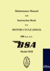 Maintenance Manual and Instruction Book for Motorcycle BSA M20 - Book